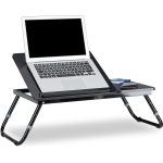 Relaxdays Laptop table wooden bed side storage tray