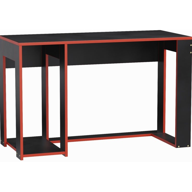 GRS Ross Gaming Desk Computer Table Workstation Bright Trim - Black, 1199x536x754mm