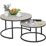 Homcom Stacking Marble Effect Grey/Black Coffee Table 78.5cm 2pcs