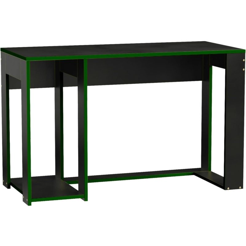 GRS Detail Ryker Gaming Desk Computer Table Workstation, Black With Green Trim