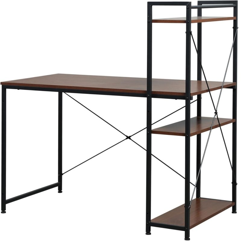 Homcom Computer Desk Walnut Brown Writing Desk 64x120cm