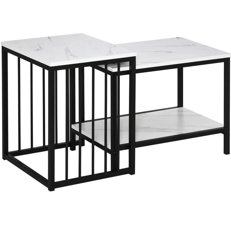Homcom Modern White Coffee Table 52x45cm 2pcs