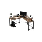 Homcom Corner L-Shape Computer Desk Gaming pc Workstation for Office - Brown, 1500x1500x750mm